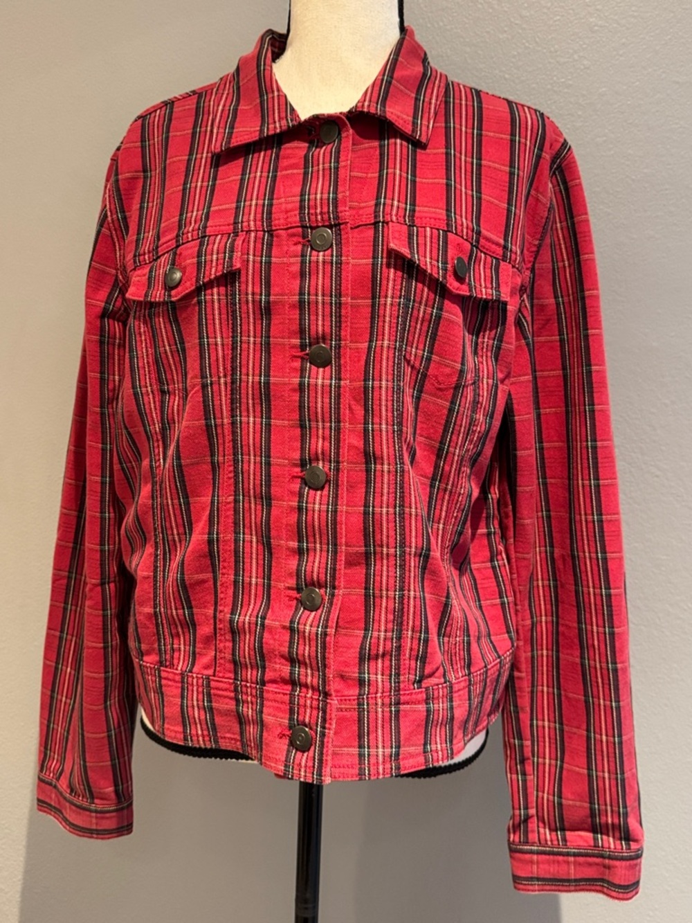 GAP Red Plaid Button-Front Jacket